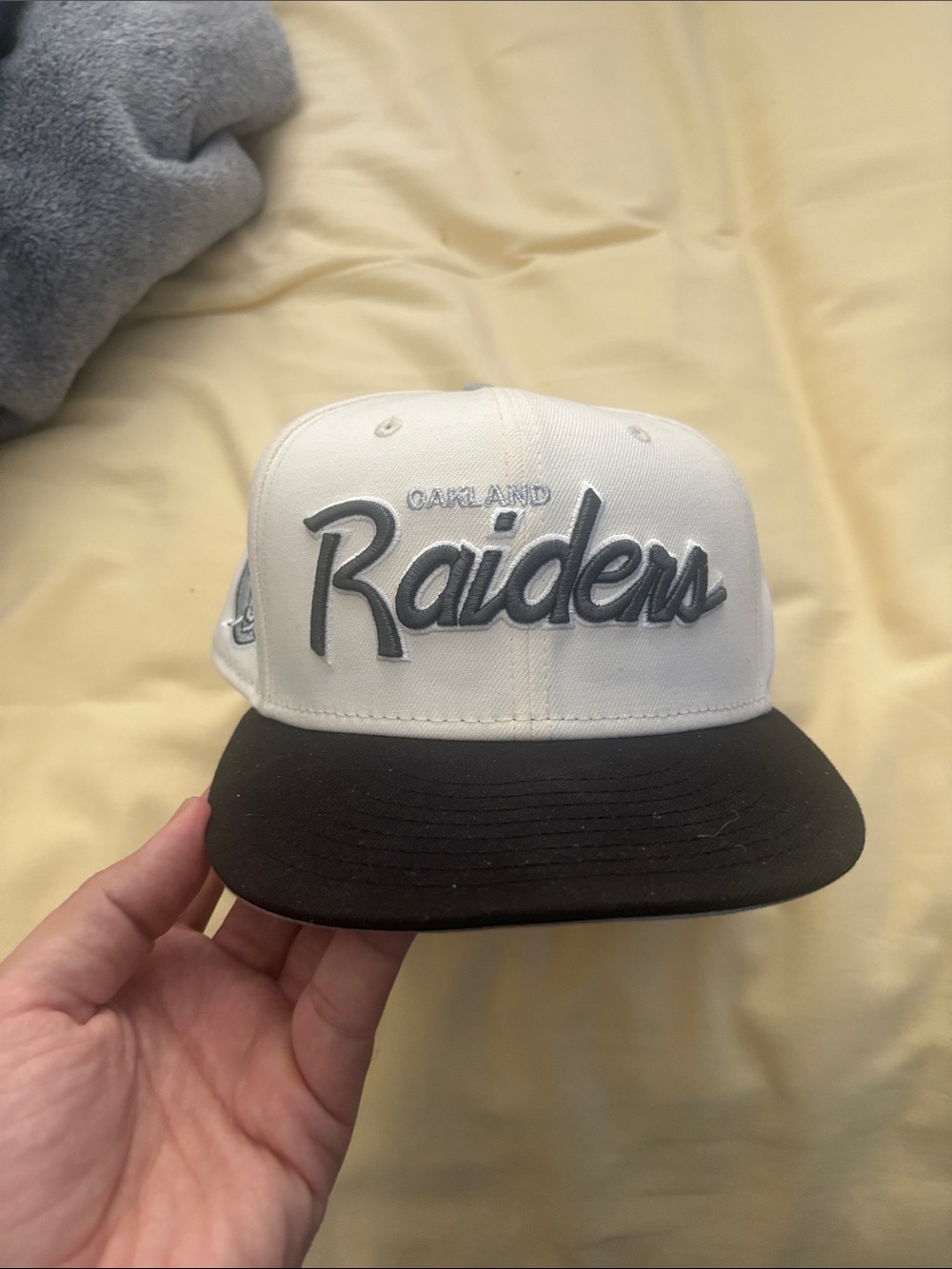 Raiders Patch Fitted Hat - White & Black